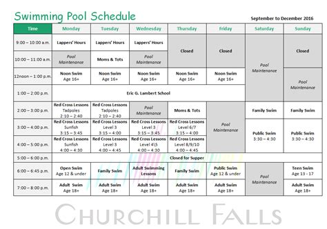 churchill pool swim schedule